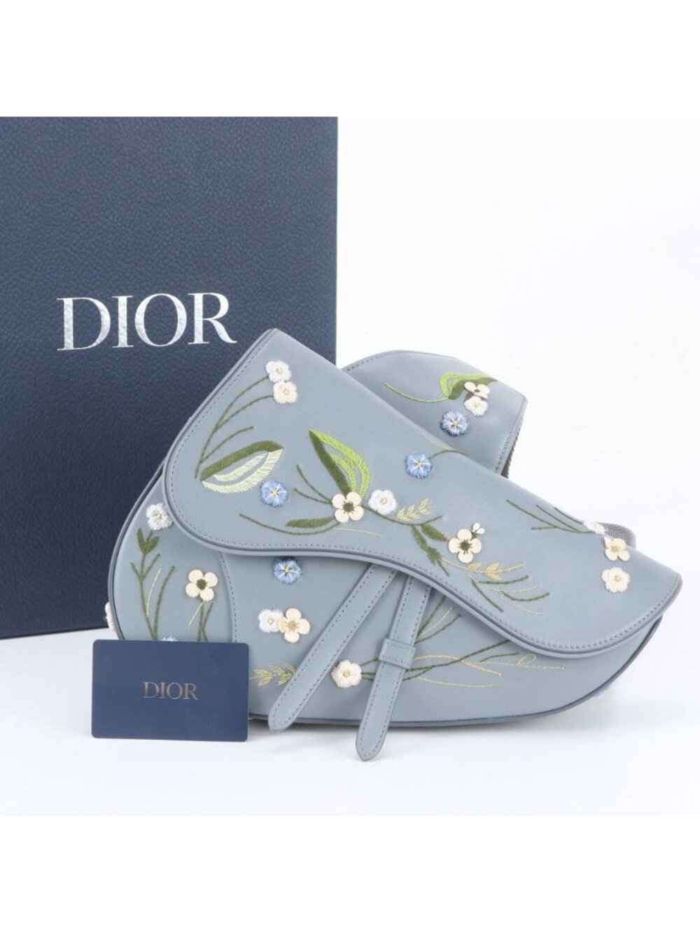 Dior Saddle Flower Embroidery Leather Shoulder Bag